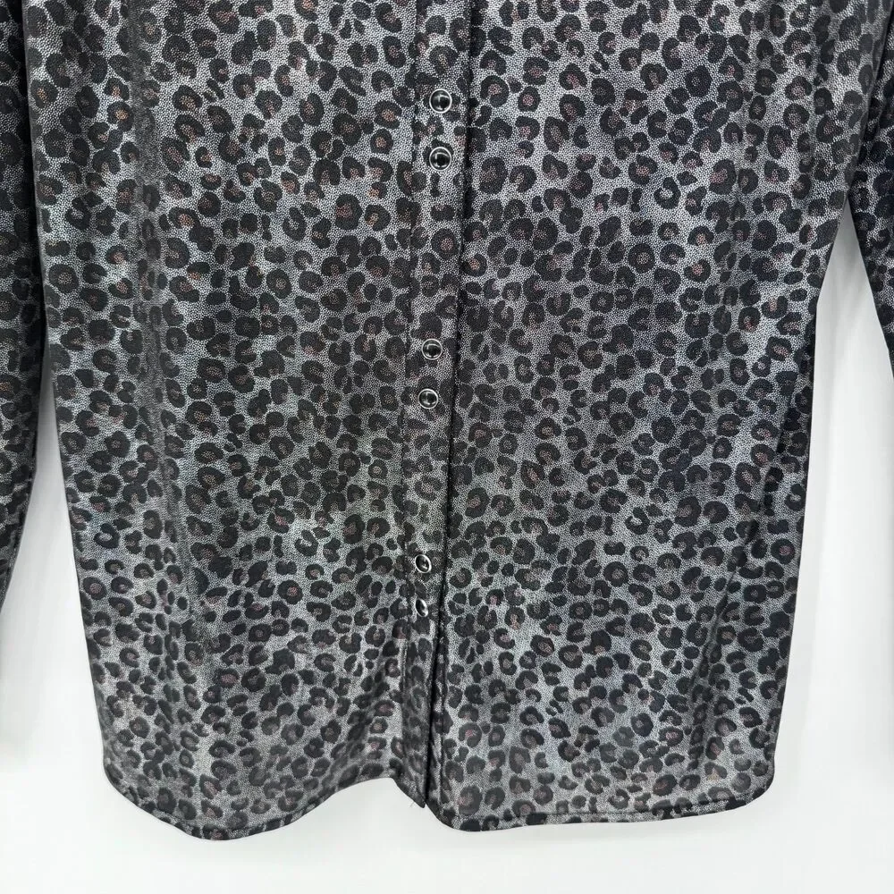 Roper Metallic Animal Print Shirt Women's XL Western Glam Indie Sleaze